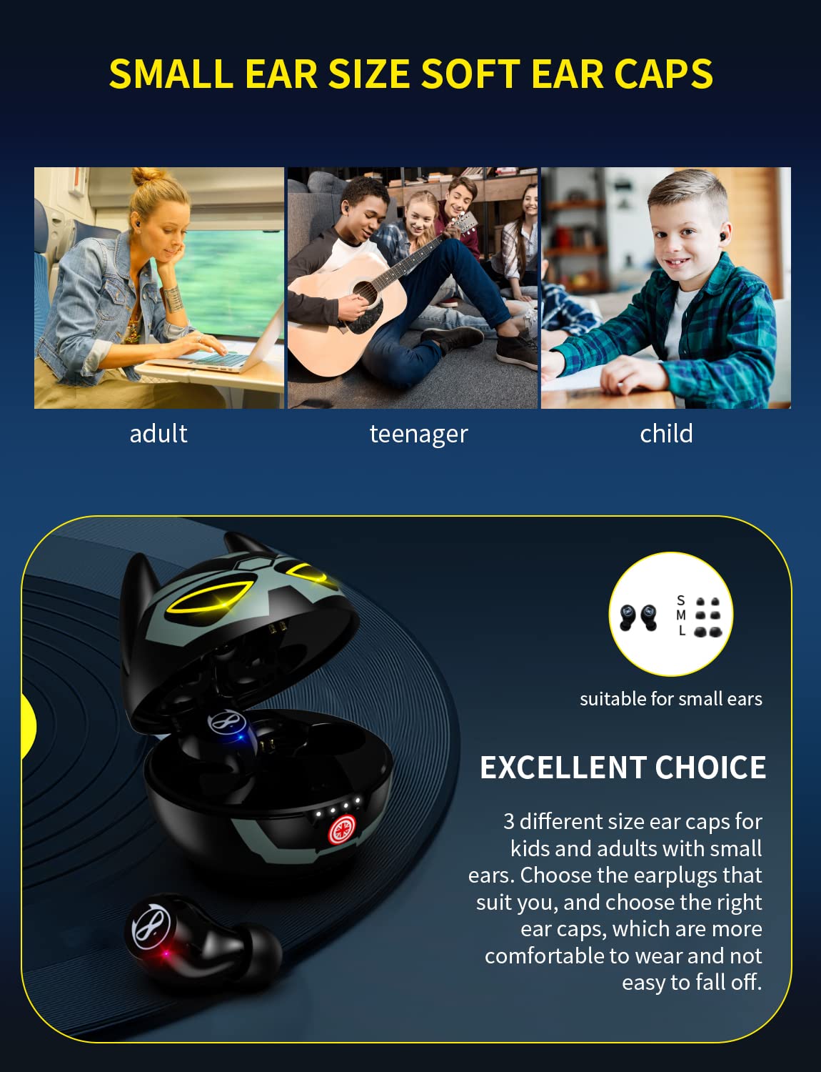Kids Wireless Earbuds, Noise Reduction Earbuds for Kids Bluetooth 5.0 Waterproof in-Ear Headphones with Mic and Charging Case, Deep Bass Touch Control 36H Playtime Headset for School.