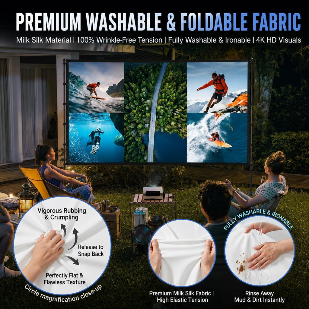 Outdoor Projector Screen with Stand, Portable 16:9, 120-inch
