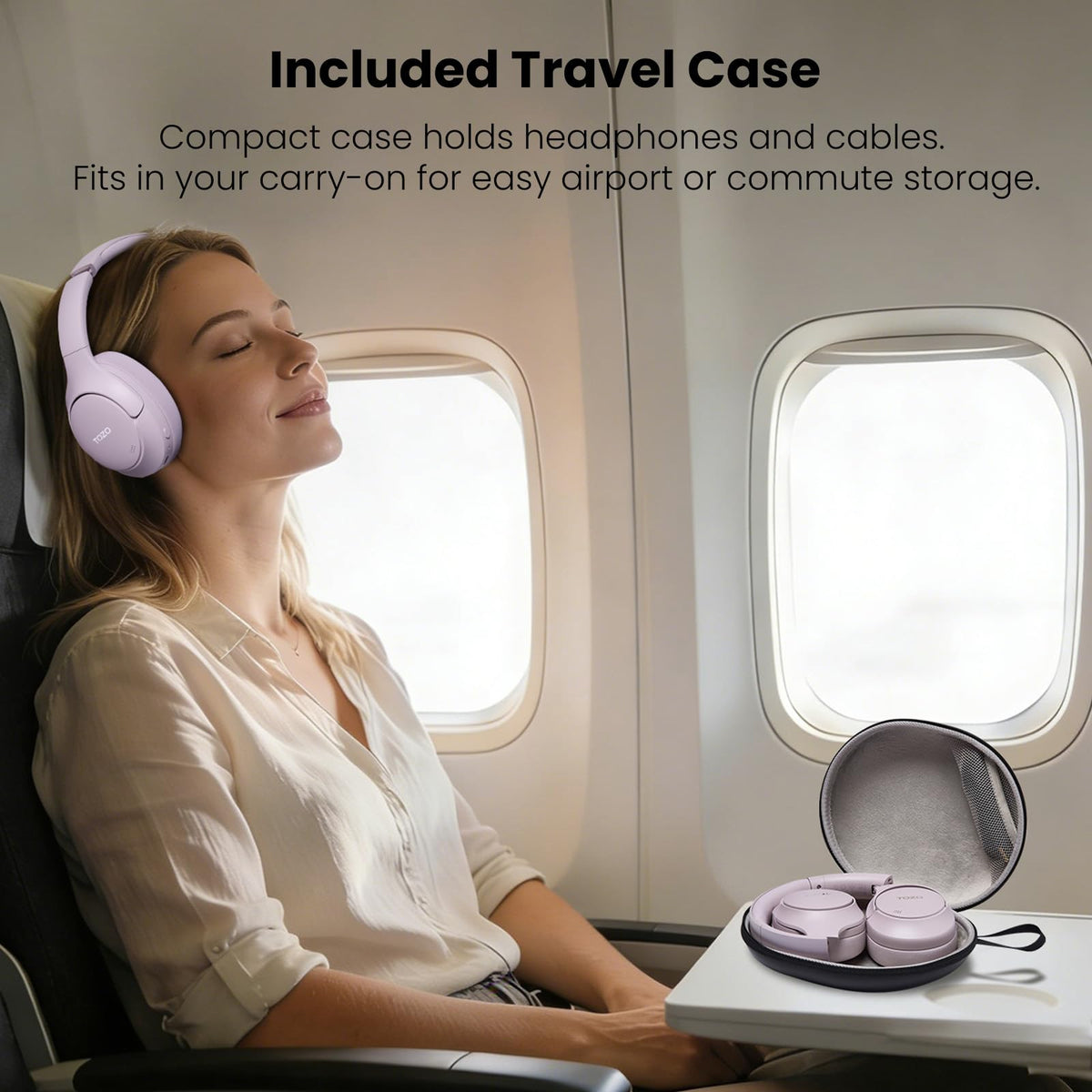 TOZO HT3 Hybrid Noise Cancelling Wireless Headphones, 90H Over Ear Headset