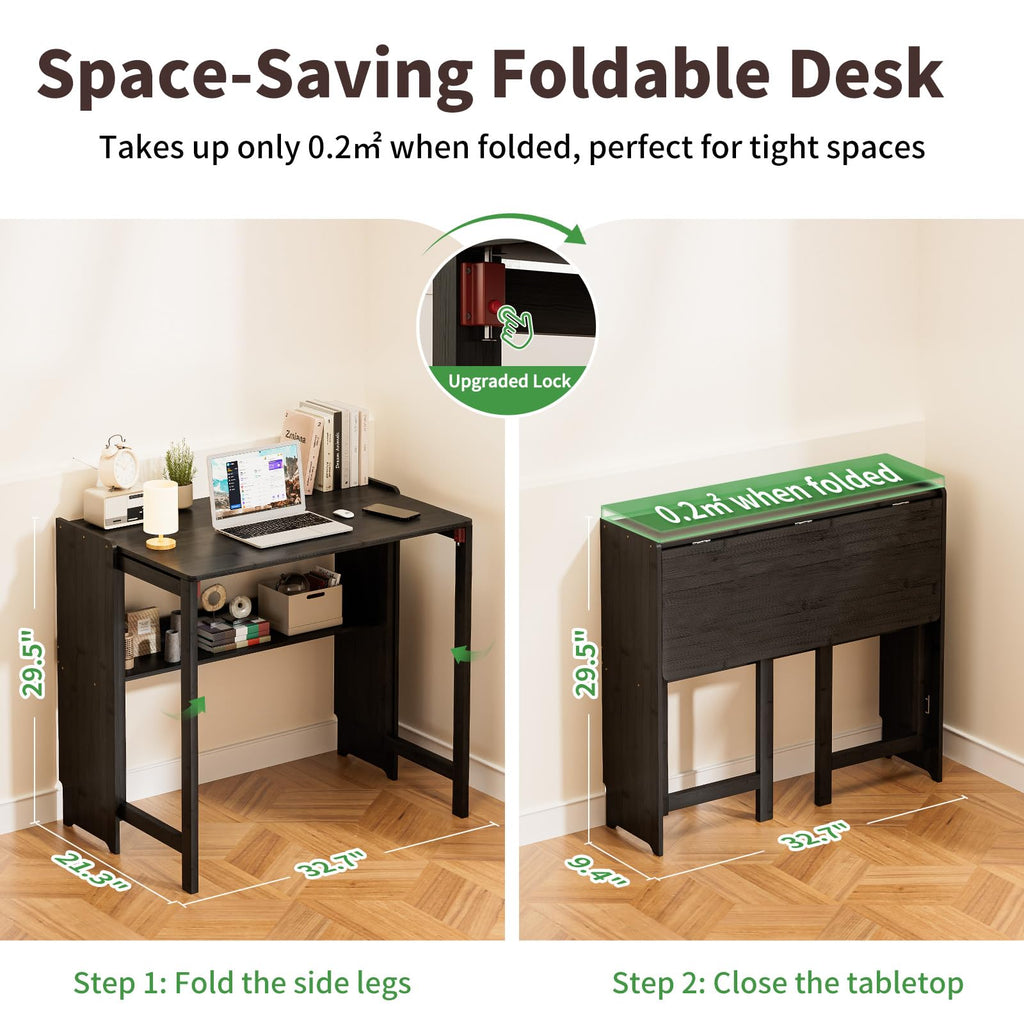 Dezyfurni Bamboo Folding Student Desk with Storage