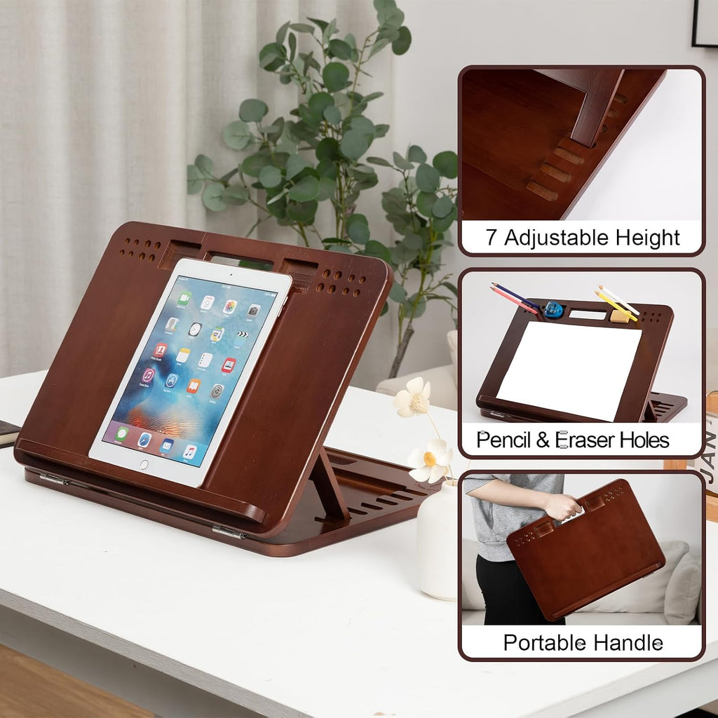 StrongTek Bamboo Tabletop Easel, 6-Angle Drawing Board for Desk and Lap