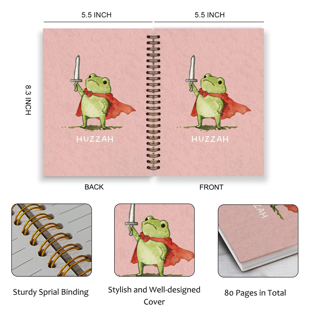 Frog Notebook, Frog Office Supplies, Cute Spiral Journal for Teens