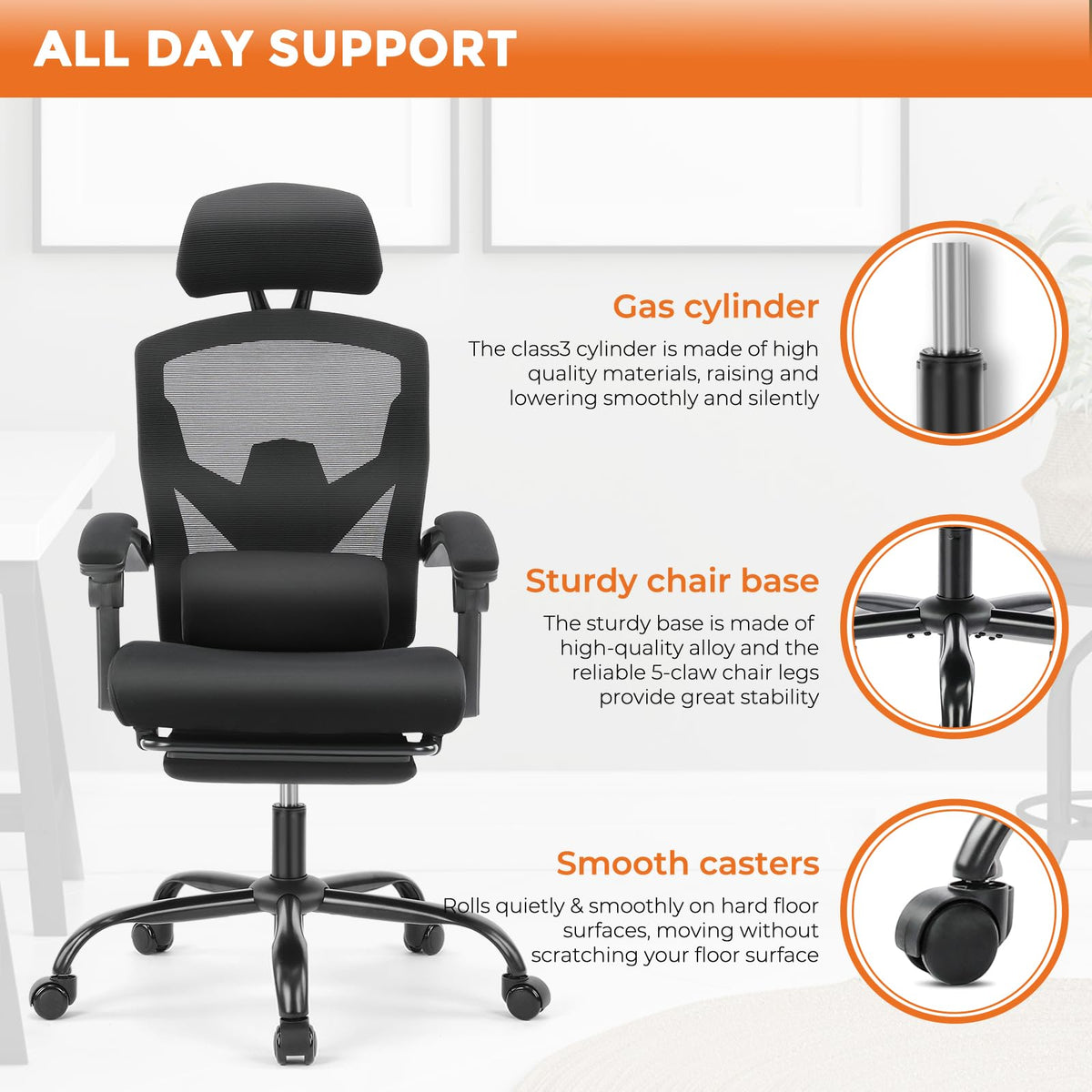 Sweetcrispy Ergonomic Office Desk Chair, Swivel Computer Chair