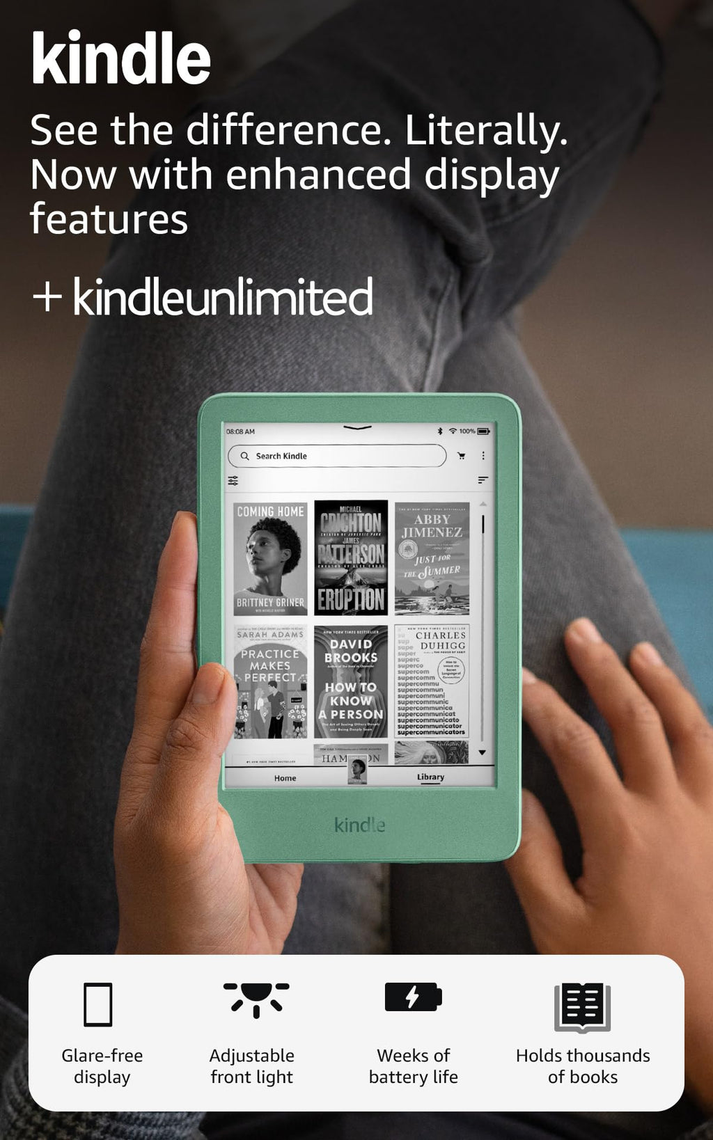 Amazon Kindle 16 GB (2024 model) - Light and compact, with fast page turns, and high contrast ratio - Matcha