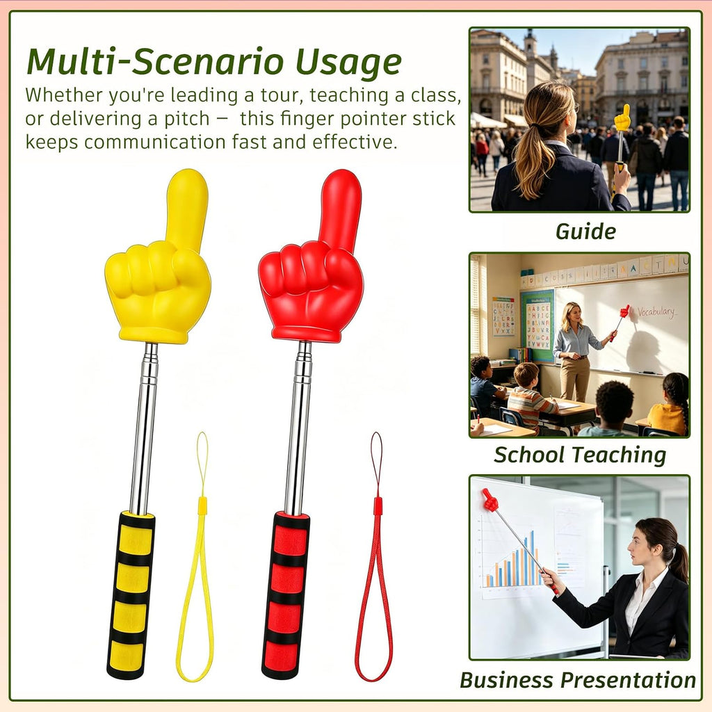 2Pcs Extendable Pointer Finger Stick,37" Telescopic Teacher Pointer