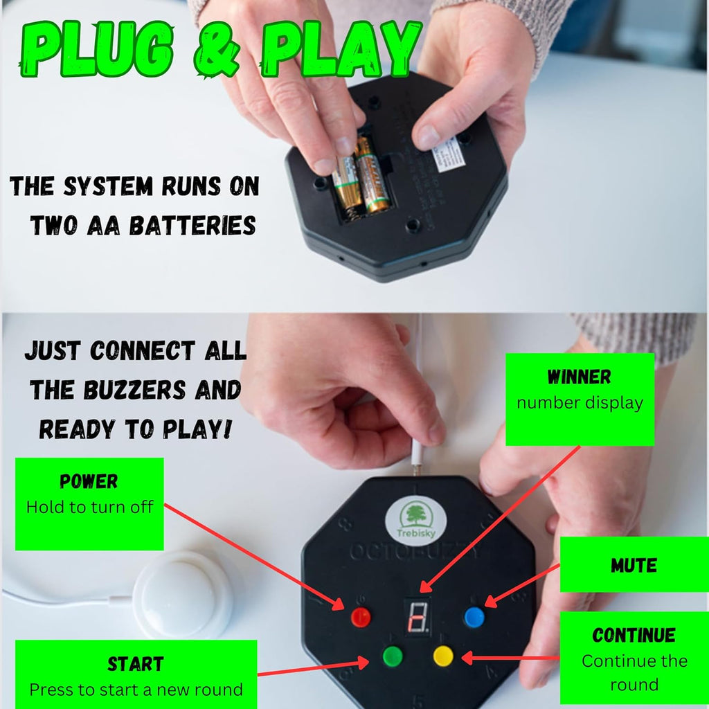 Trebisky Game Show Wired Buzzer Set, 8 LED Answer Buzzers with 3ft Cable