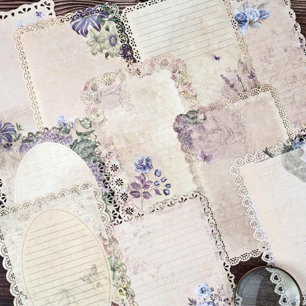 180 Sheets Vintage Scrapbook Paper, Journaling Scrapbooking Supplies, Antique Aged Looking Background Paper for Junk Journals Card Making Mixed Media Decoupage