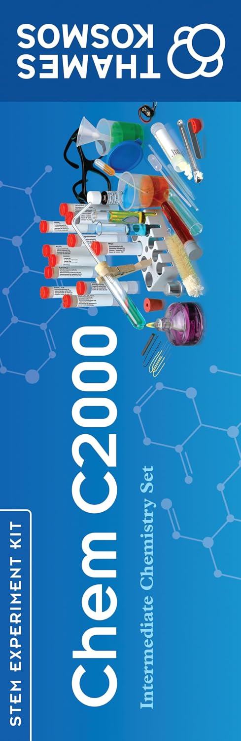 Thames & Kosmos Chem C2000 (V 2.0) Intermediate Chemistry Set | 250 Experiments, 128-Page Full-Color Lab Manual, Real Lab Equipment & Alcohol Burner | Parents' Choice Silver Award | Ages 11+