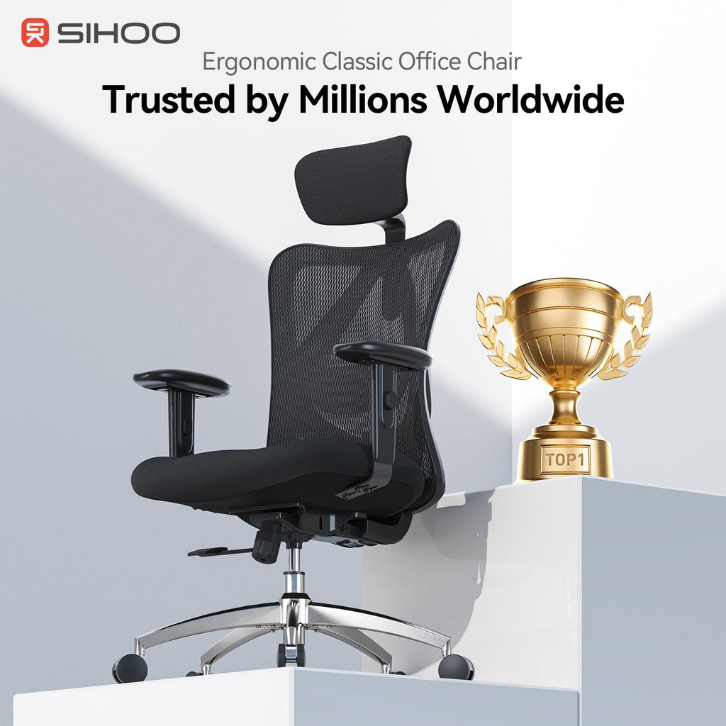 SIHOO M18 Ergonomic Office Chair, Mesh Back Desk Chair with Headrest