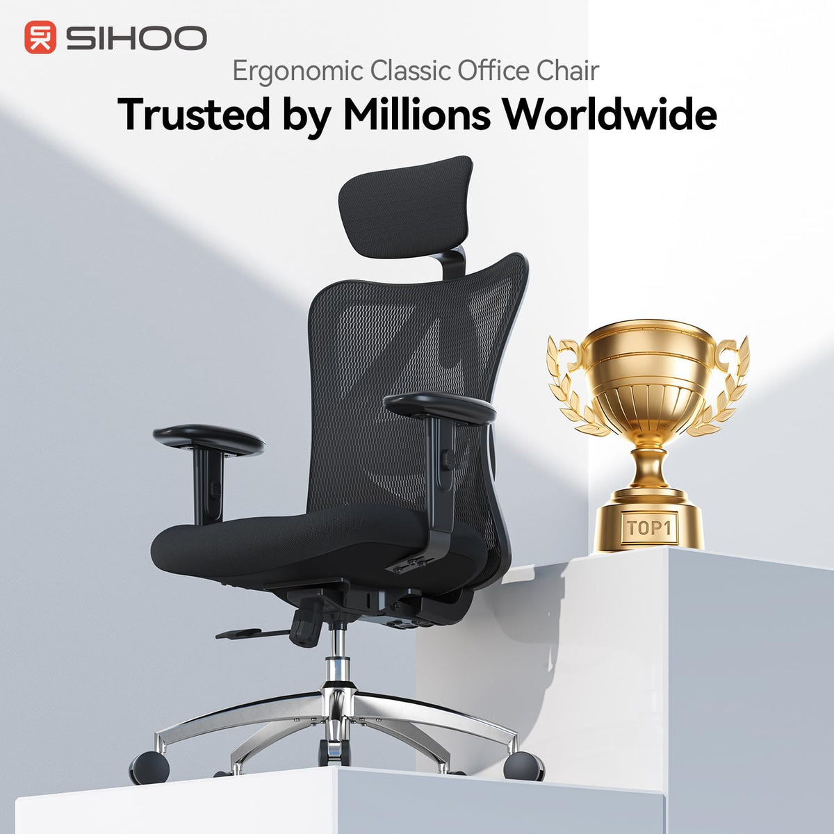 SIHOO M18 Ergonomic Office Chair, Mesh Back Desk Chair with Headrest