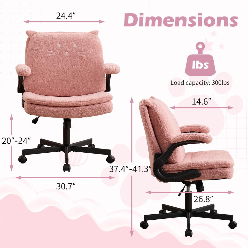 TUNYI Wide Cushioned Desk Chair with Wheels (Multiple Colors)