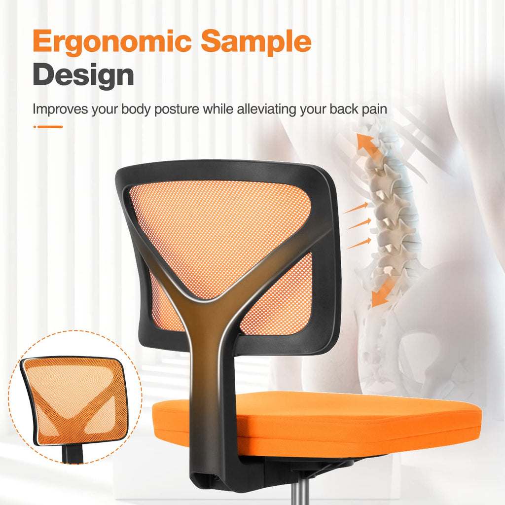 Sweetcrispy Small Armless Desk Chair, Mesh Rolling Office Chairs