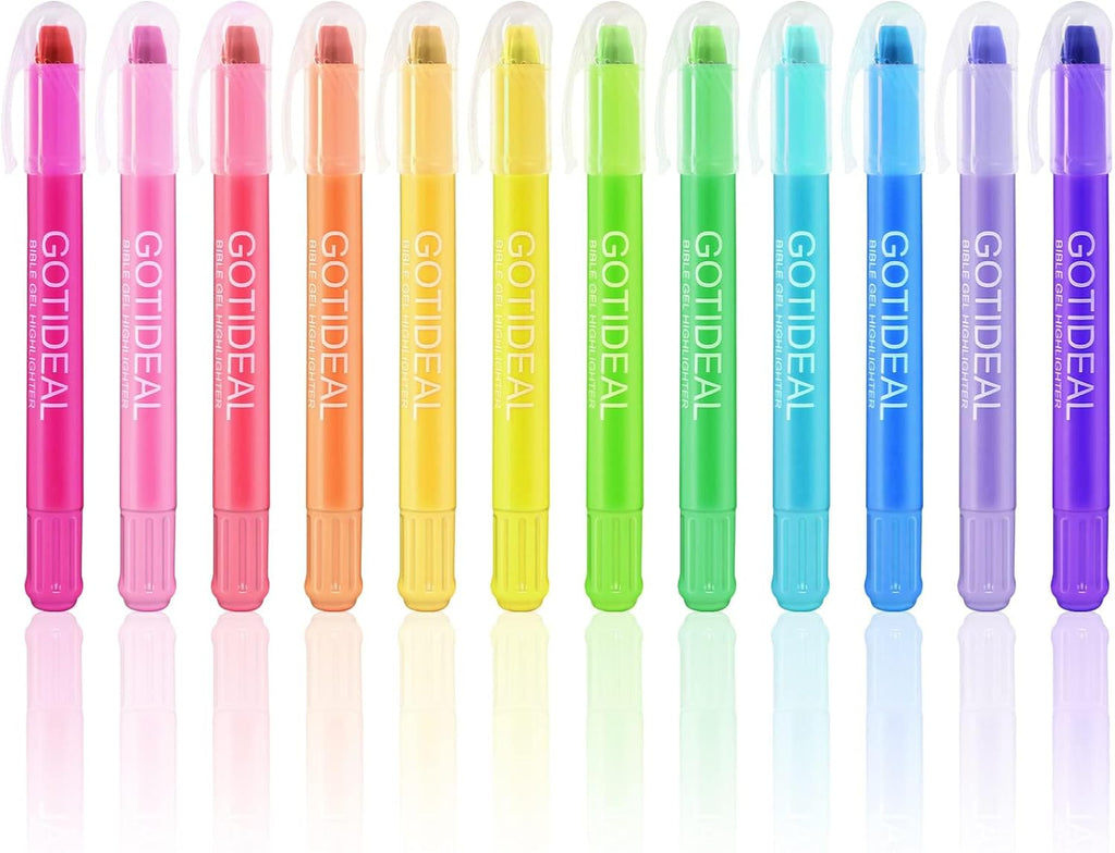 GOTIDEAL Bible Highlighters, 12 Pack Assorted Colors Gel Pens Set