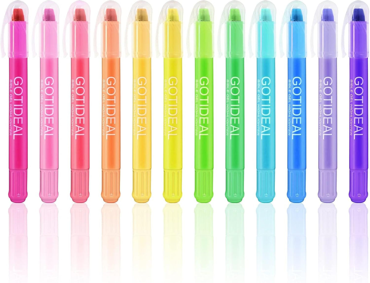 GOTIDEAL Bible Highlighters, 12 Pack Assorted Colors Gel Pens Set