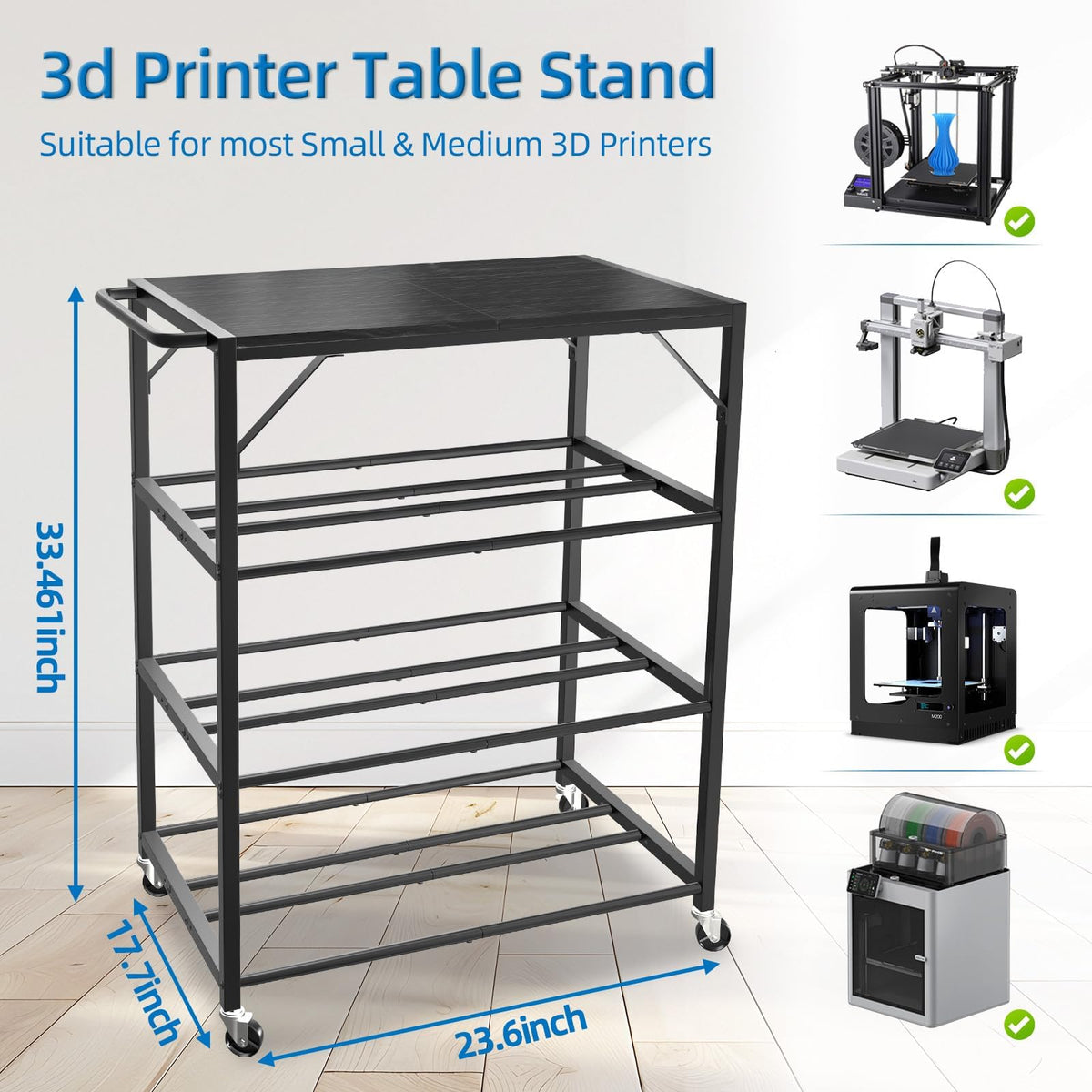 3D Printer Stand Table for 48 Filament Storage Rack, Brown