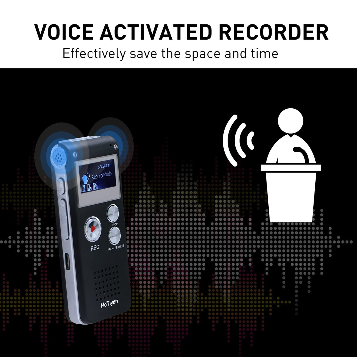 Digital Voice Recorders 8GB Audio Recorder Voice Activated Recorder for Lectures, Meetings, Interviews Recording Device with Microphone USB Cable, MP3 Player (8GB