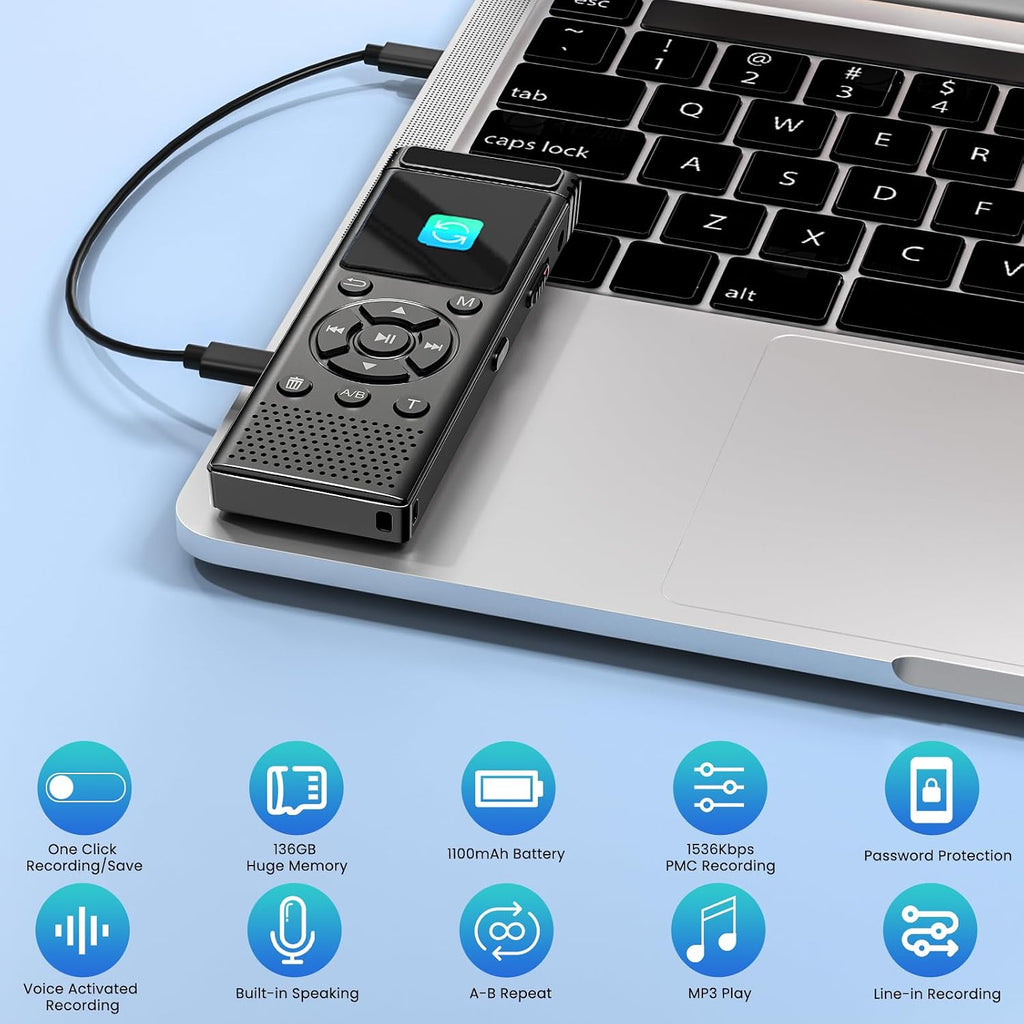 Tonfarb 136GB Digital Voice Recorder with Playback,9775 Hours Audio Record