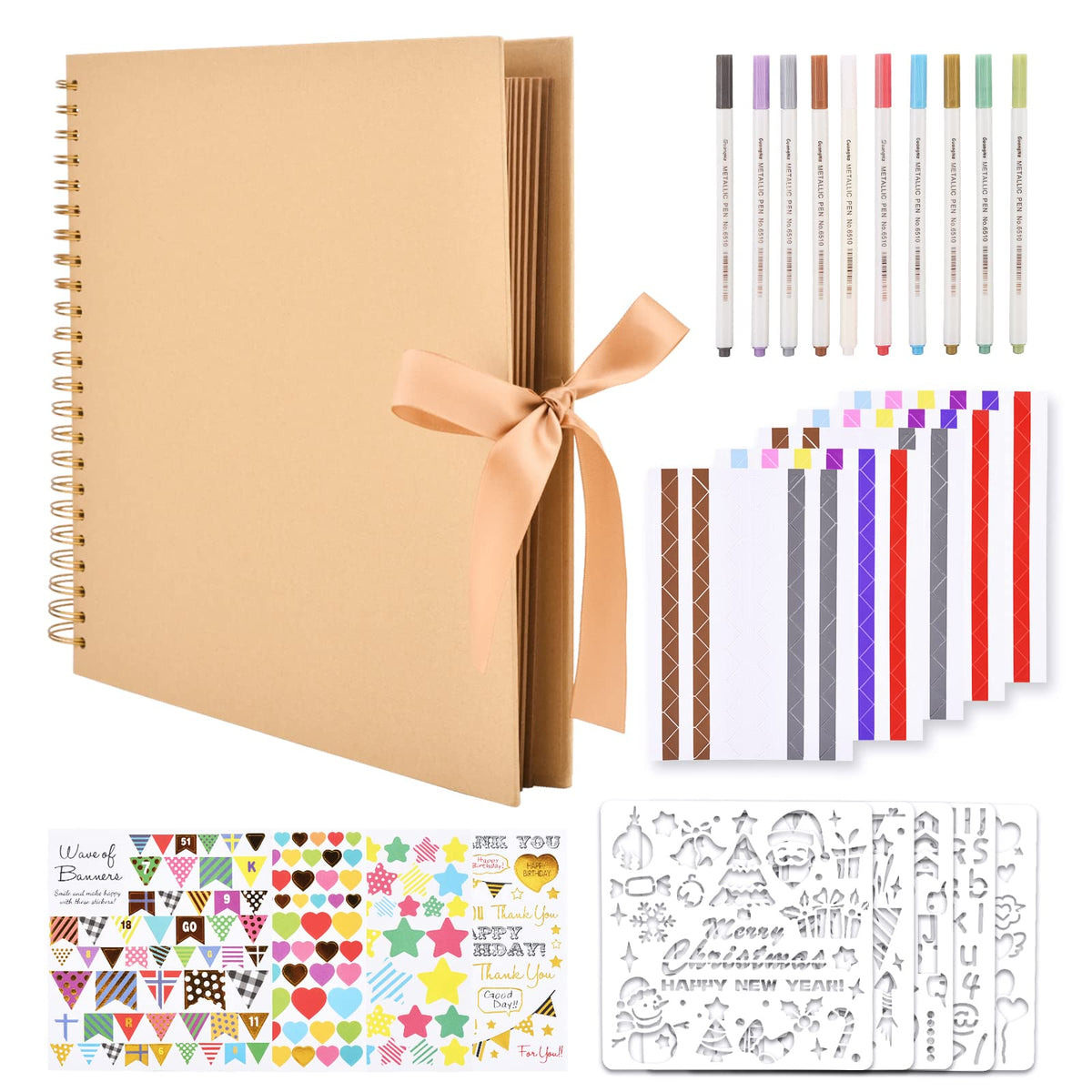 GOTIDEAL: Scrapbook Album with Metallic Markers & Photo Corners (Multiple Sizes & Colors)