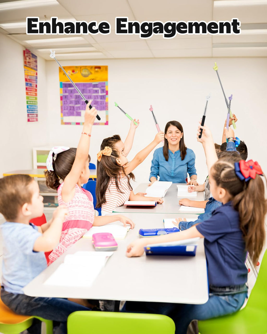 Extendable Finger Pointer Stick, School Collapsible Telescoping Long Hand Pointing Stick, Classroom Must Have Supplies Essentials, Purple