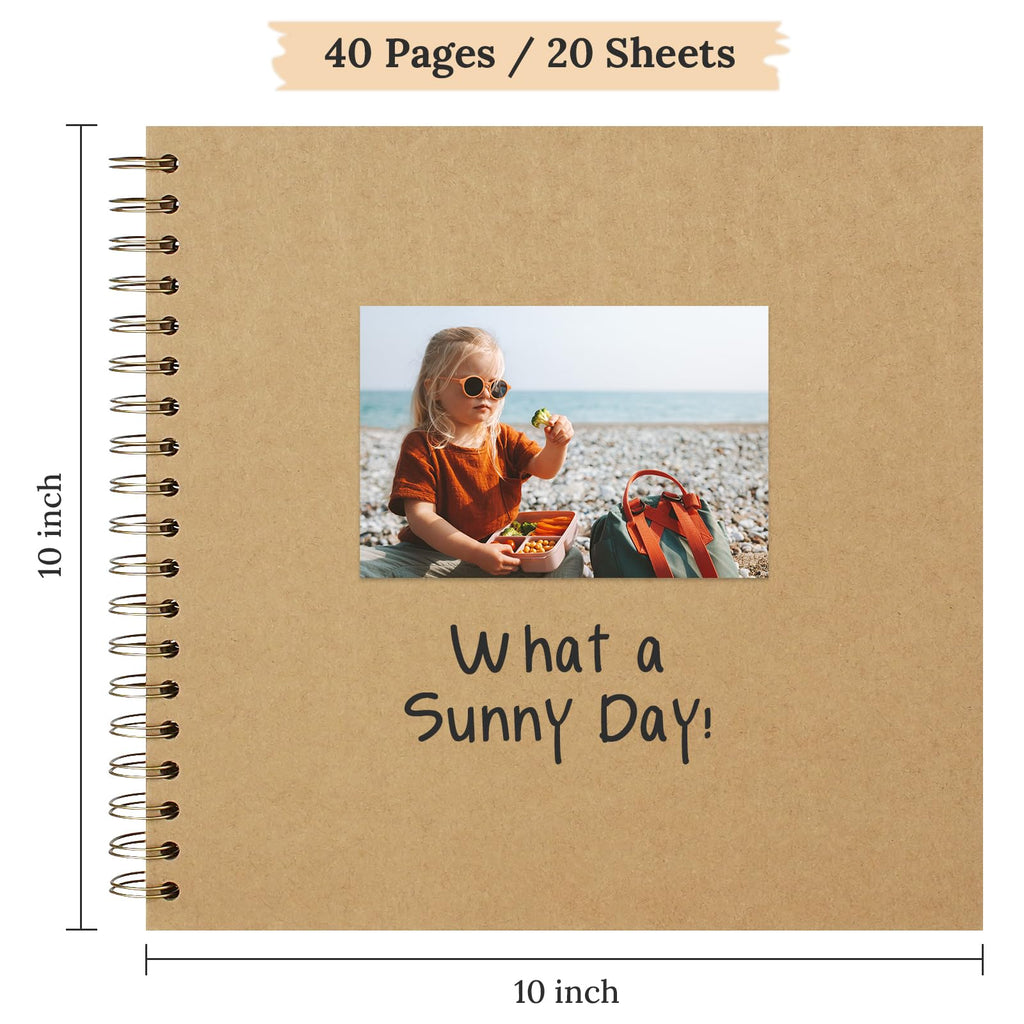 Polaroid Scrapbook Photo Album 7"x7" 20 Sheets 40 Pages Kraft Paper Khaki