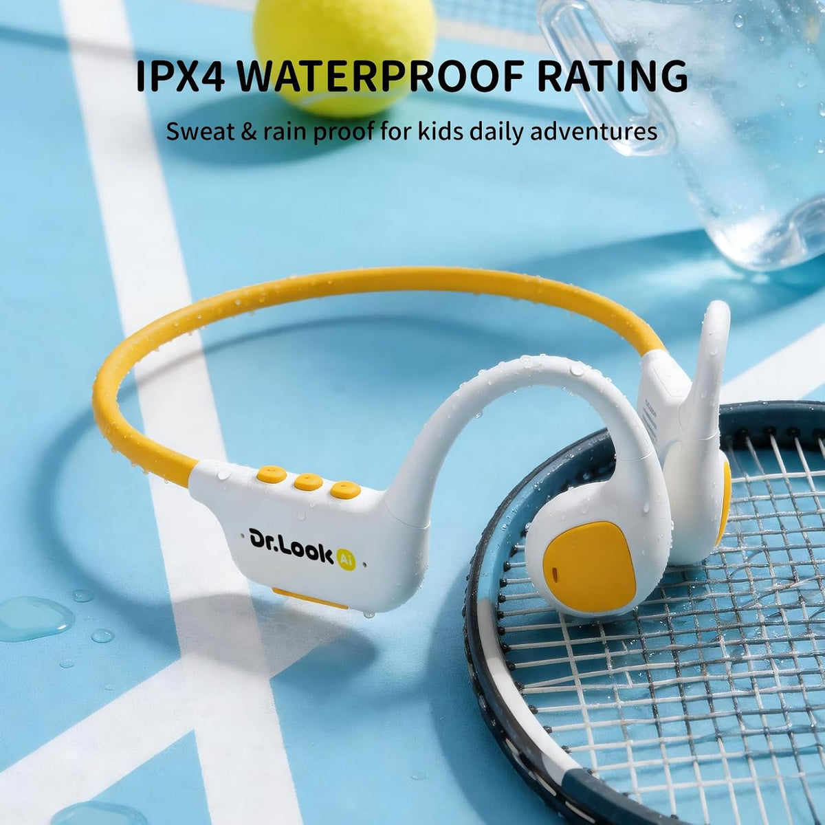 Kids Headphones - Bluetooth 6.0 Air Conduction Open Ear Kids Bluetooth Headphones - 85dB Safe Volume, IPX4 Waterproof - with Mic for School, Gaming, Sleeping, White