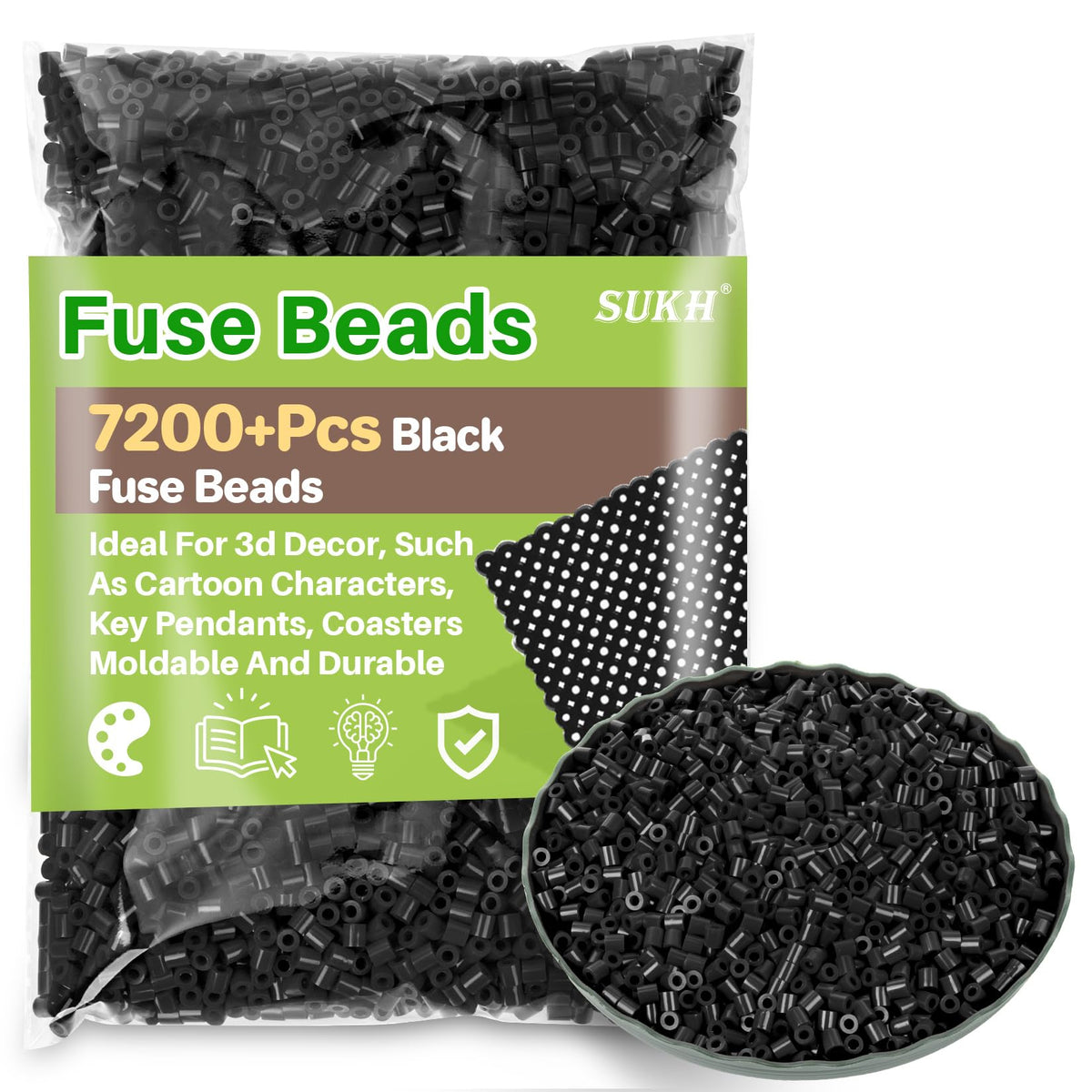 Sukh 5400+Pcs Fuse Beads Bulk - 5mm Melting Beads for Crafts, 24 Colors