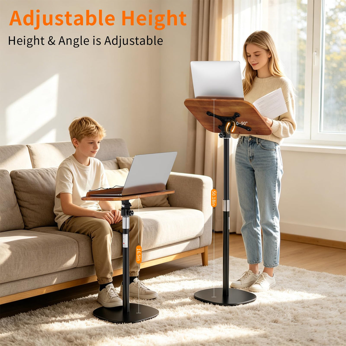 2-in-1 Floor & Desktop Book Stand with Thickened 9 lb Metal Base