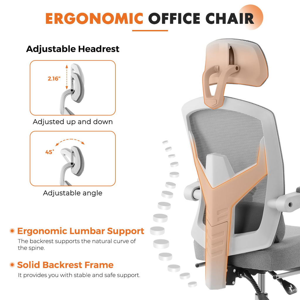 Sweetcrispy Ergonomic Office Desk Chair, Swivel Computer Chair