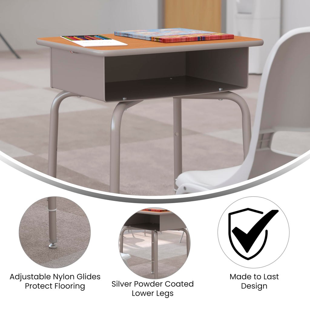 EMMA + OLIVER Adjustable Student Desk with Book Box