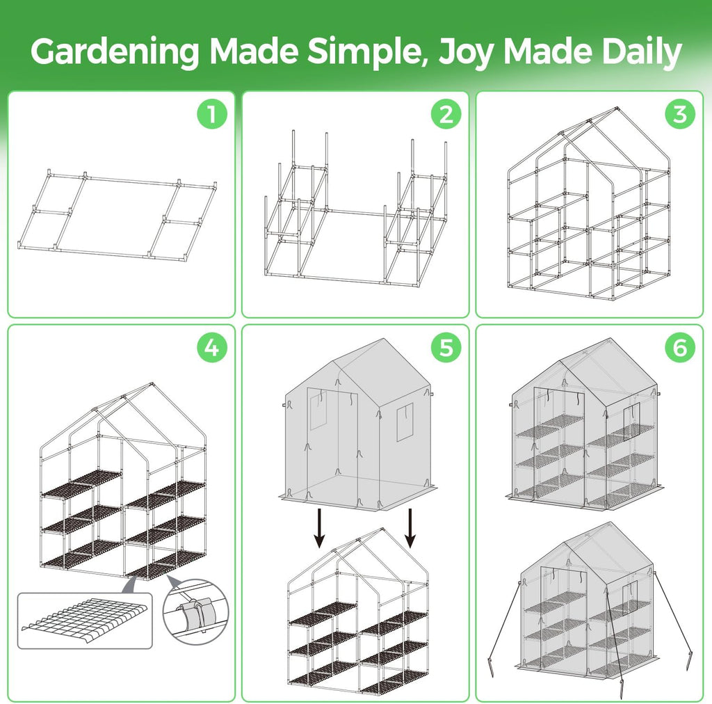 Ohuhu Plastic Greenhouse with 3–4 Tiers, Up to 22.56 Sq Ft