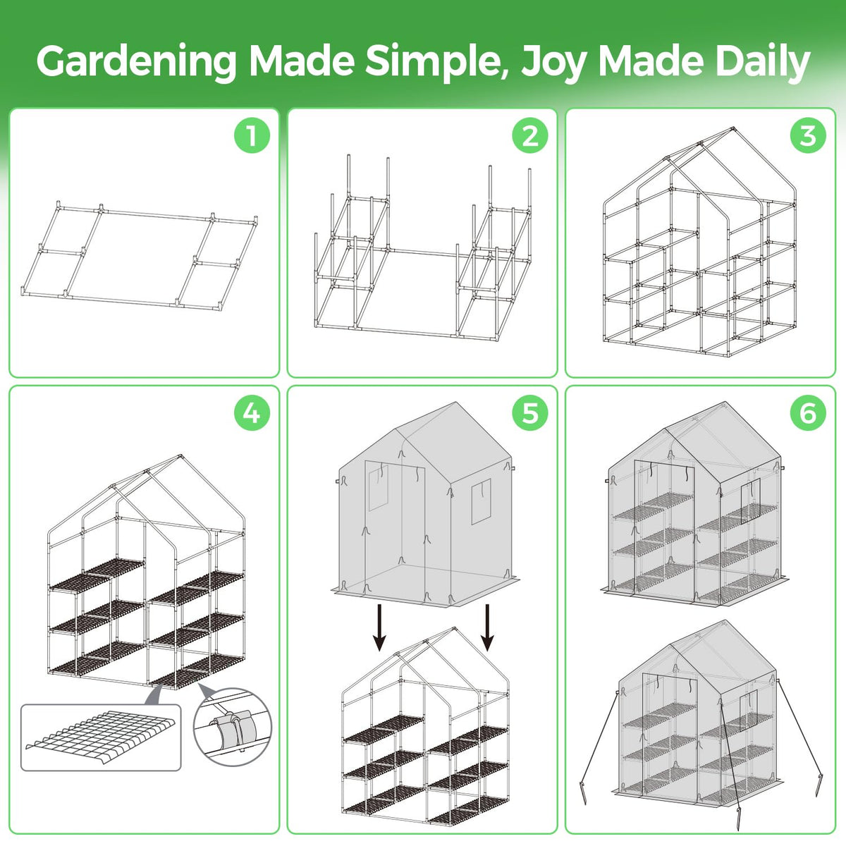 Ohuhu Plastic Greenhouse with 3–4 Tiers, Up to 22.56 Sq Ft