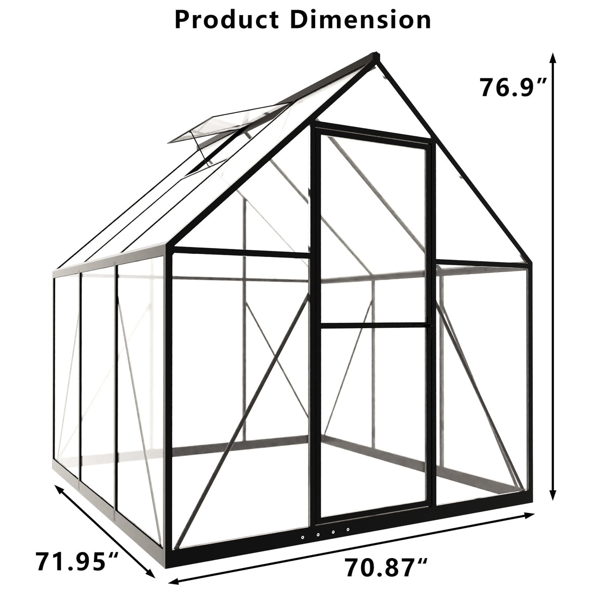 Exroo Aluminum Polycarbonate Walk-In Greenhouse (Multiple Sizes)