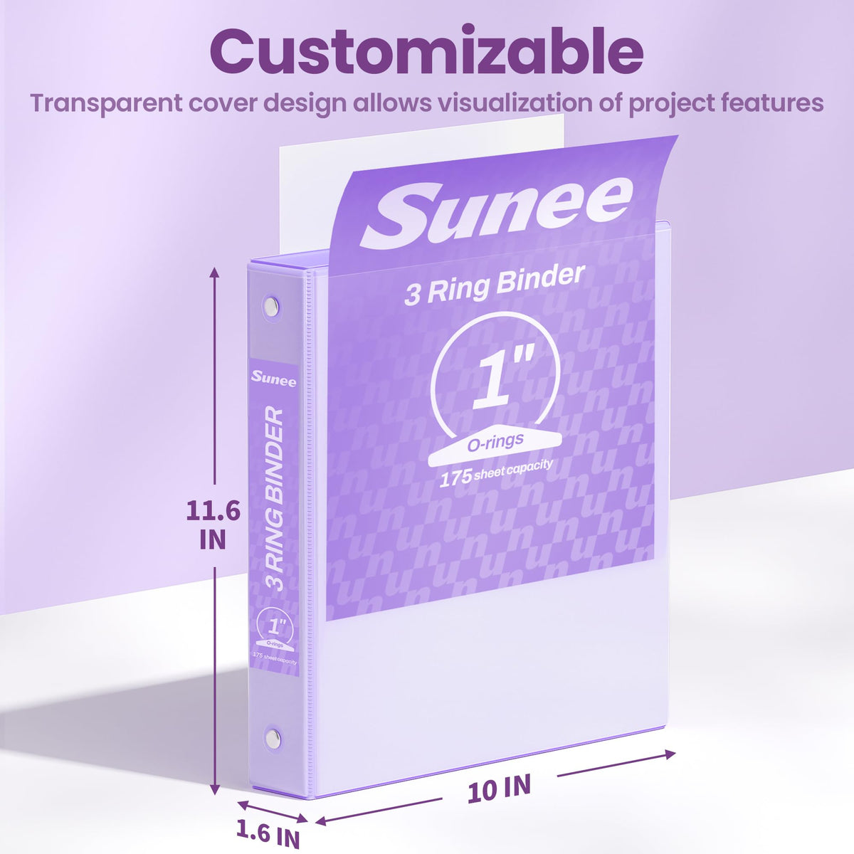 SUNEE 3 Ring Binder 1 Inch 4 Pack, Clear View 1" Binders Three Ring PVC-Free (Fit 8.5x11 Inches) for School or Office Supplies, Assorted Pastel