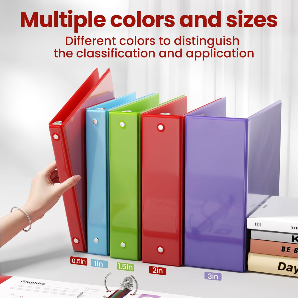 SUNEE 3 Ring Binder 1 Inch 4 Pack, Clear View 1" Binders Three Ring PVC-Free (Fit 8.5x11 Inches) for School or Office Supplies, Assorted Pastel