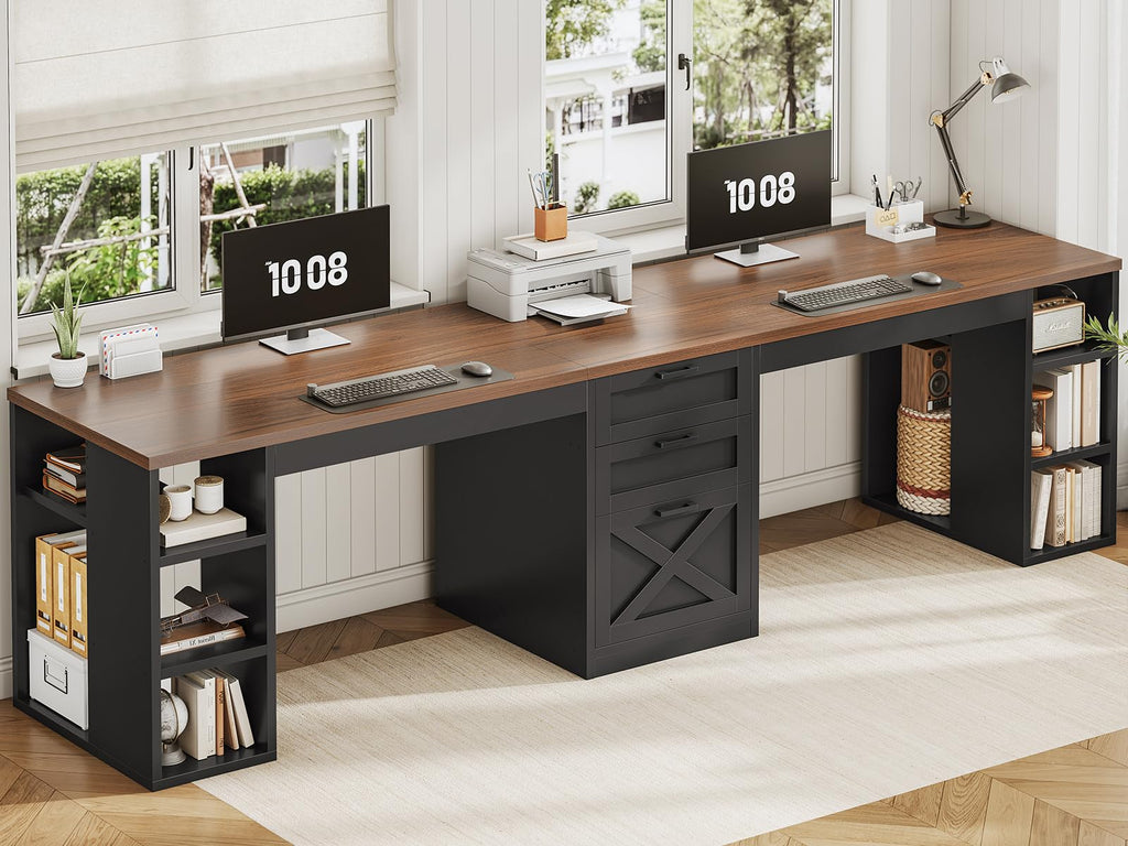 SEDETA 96.5-Inch Two-Student Desk with Drawers