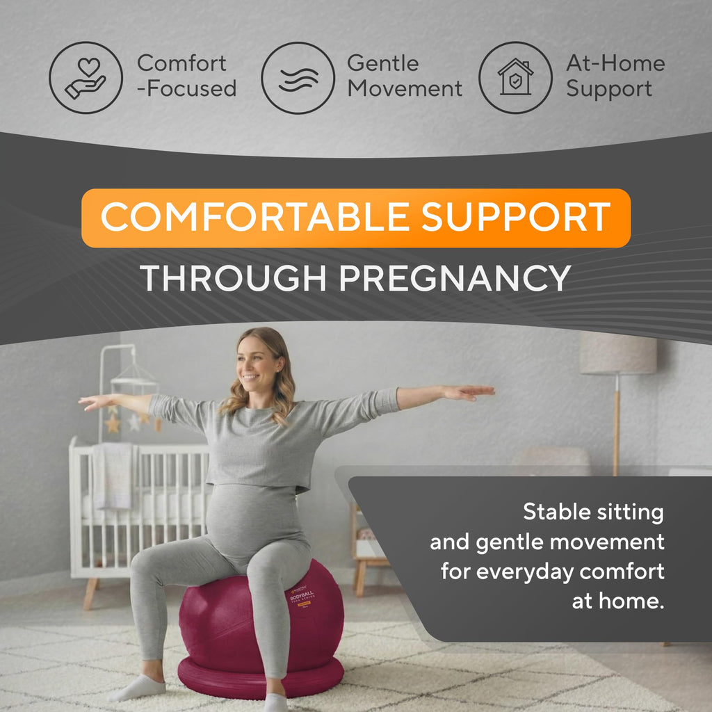 Yoga Ball Chair for Office Desk with Base - Ergonomic Balance & Stability Exercise Ball Seat for Adults - Active Sitting for Posture, Core & Back Pain Relief, Home Gym, Therapy, Pump