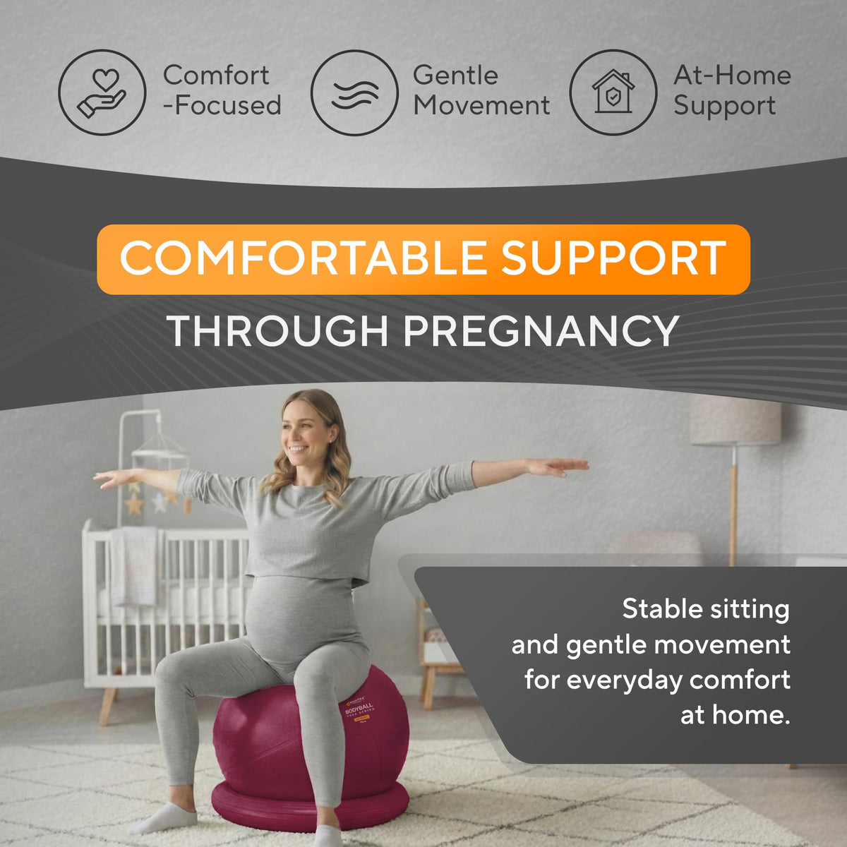 Yoga Ball Chair for Office Desk with Base - Ergonomic Balance & Stability Exercise Ball Seat for Adults - Active Sitting for Posture, Core & Back Pain Relief, Home Gym, Therapy, Pump