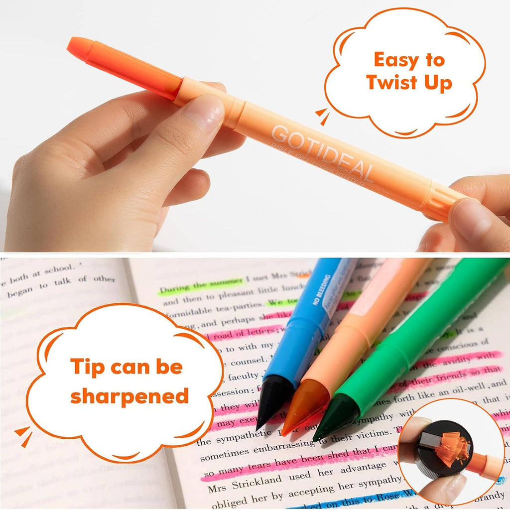 GOTIDEAL Bible Highlighters, 12 Pack Assorted Colors Gel Pens Set