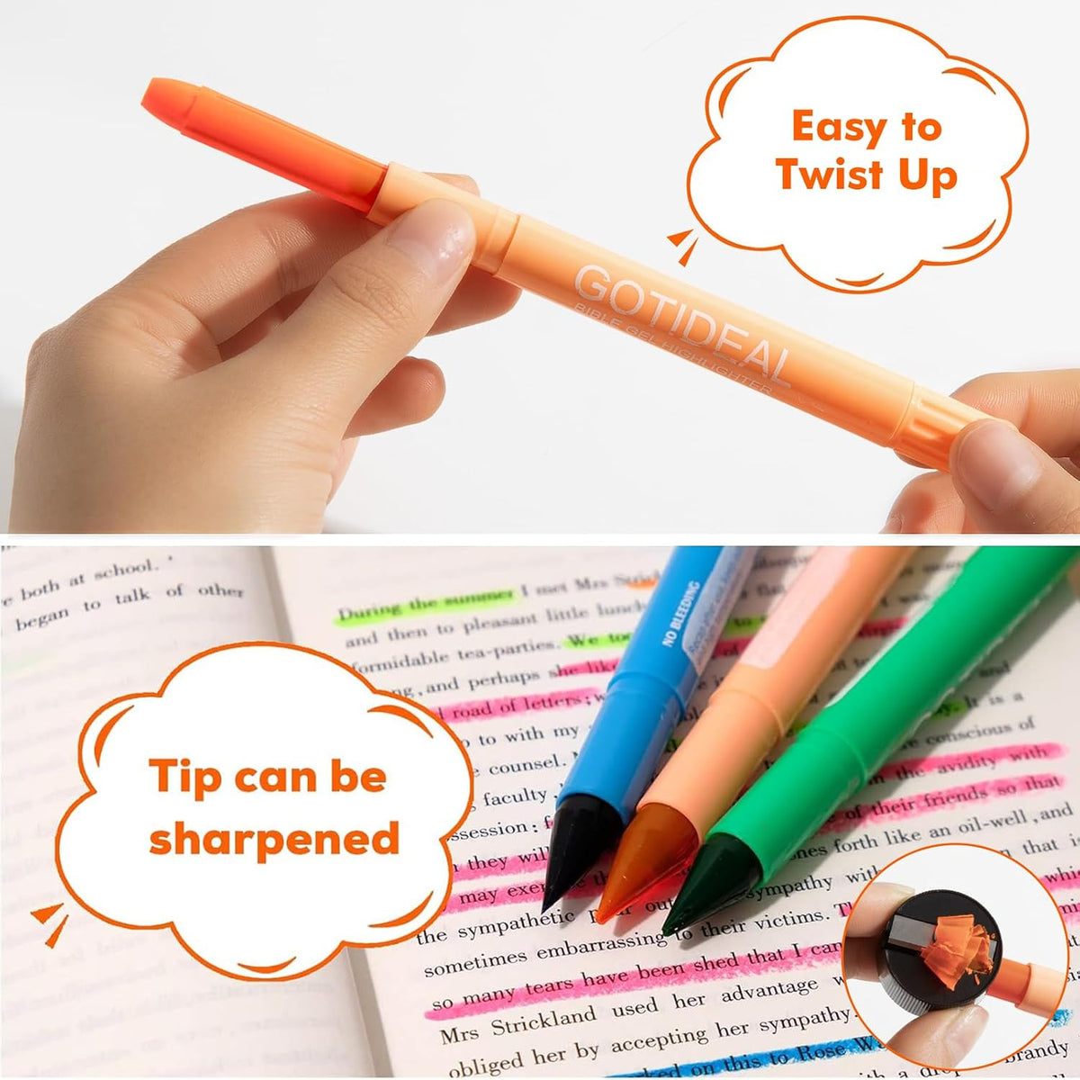 GOTIDEAL Bible Highlighters, 12 Pack Assorted Colors Gel Pens Set