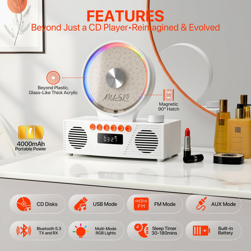 ROADOM KC607 Rechargeable Bluetooth CD Player for Learning (K–12)