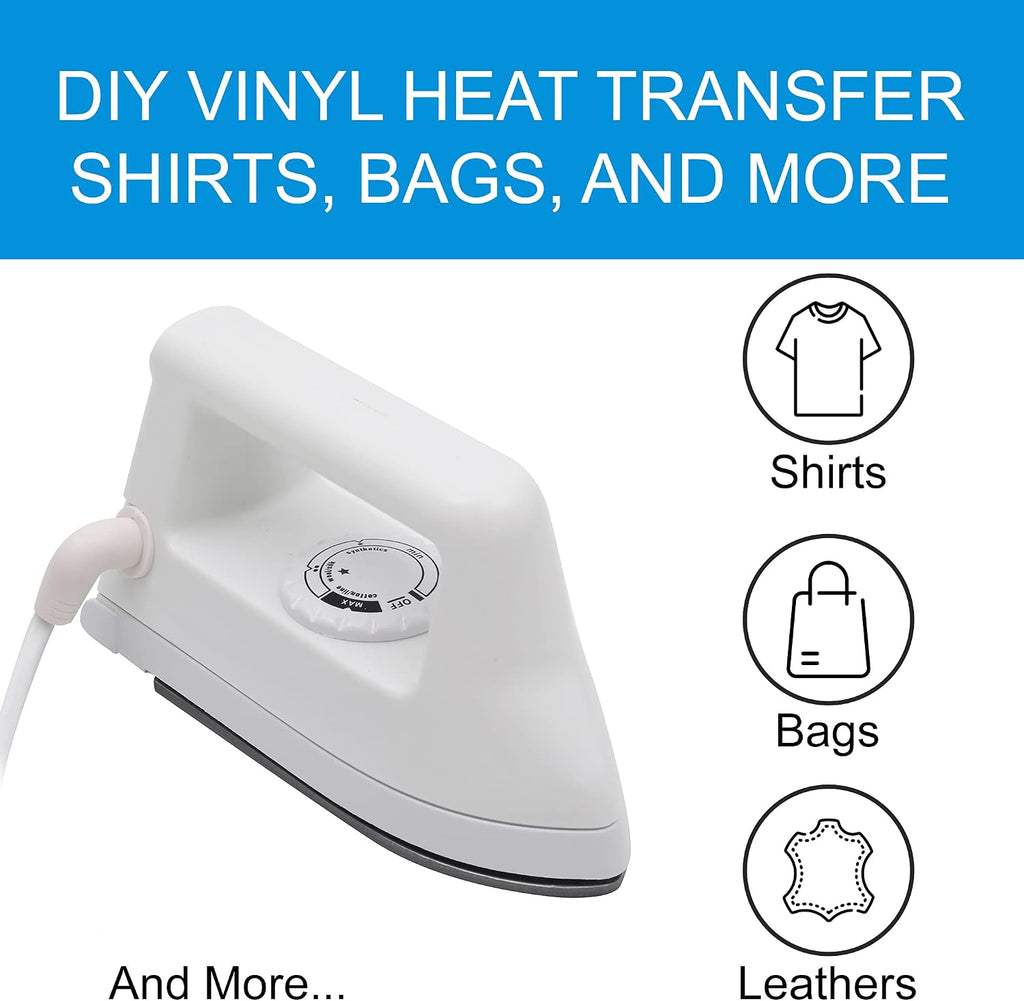 Mini Heat Press Machine - 6.6“ x 2.67” x 3.85“ Craft Iron for Perler Beads and DIY Vinyl Heat Transfer Shirts, Bags, and More - Perfect for Small and Narrow Areas