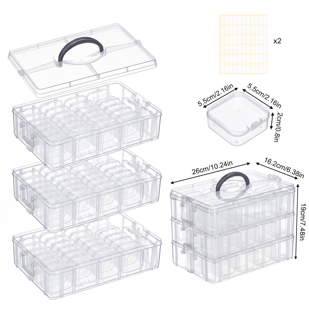 Bead Organizer 3 Tier 30 grid Stackable Craft Tackle Storage Container