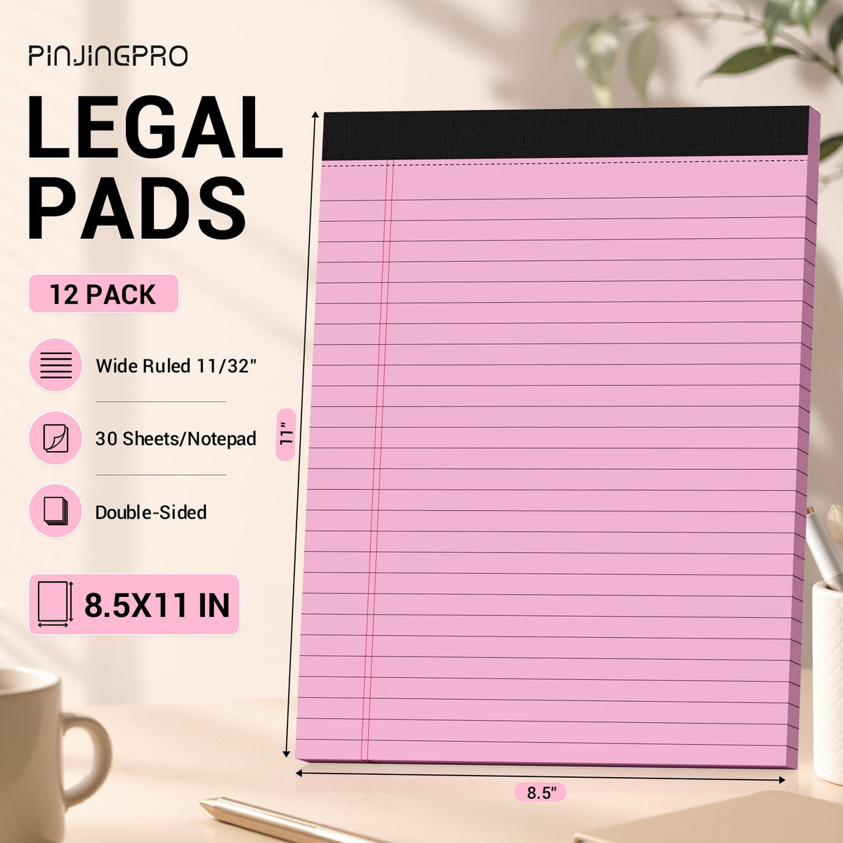 Colored Legal Pads 8.5 x 11, 3 Pack Notepads 8.5 x 11 Wide Ruled Note Pads