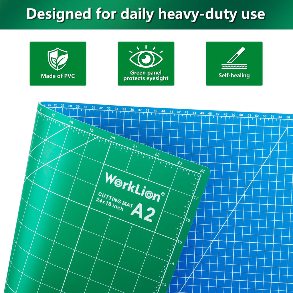 WORKLION 12" x 18" Art Self Healing PVC Cutting Mat, Double Sided, Gridded Rotary Cutting Board for Craft, Fabric, Quilting, Sewing, Scrapbooking Project……
