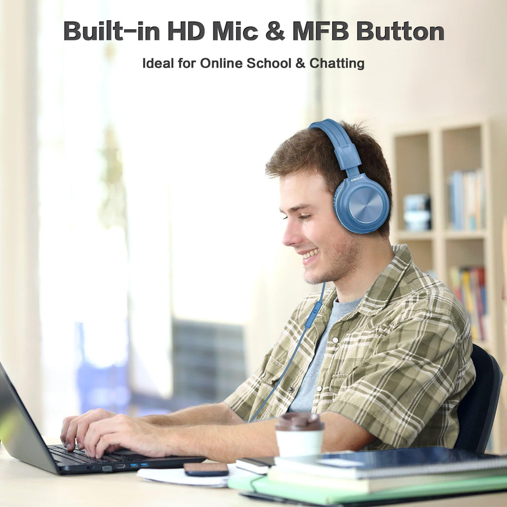 SIMOLIO Manyshare Kids Headphones with Mic, 3.5mm Wired School Headset