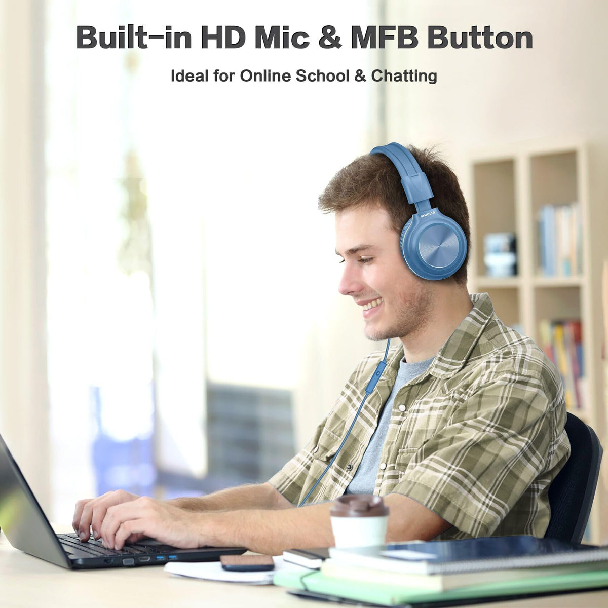 SIMOLIO Manyshare Kids Headphones with Mic, 3.5mm Wired School Headset
