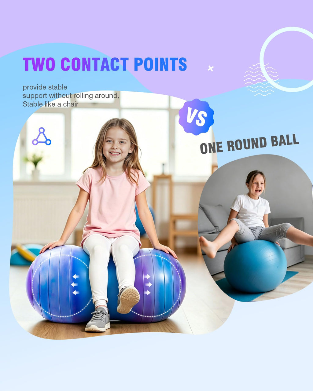 ZOOJOY Peanut Ball for Kids and Adults, 18/20Inch Anti-Burst Exercise Ball