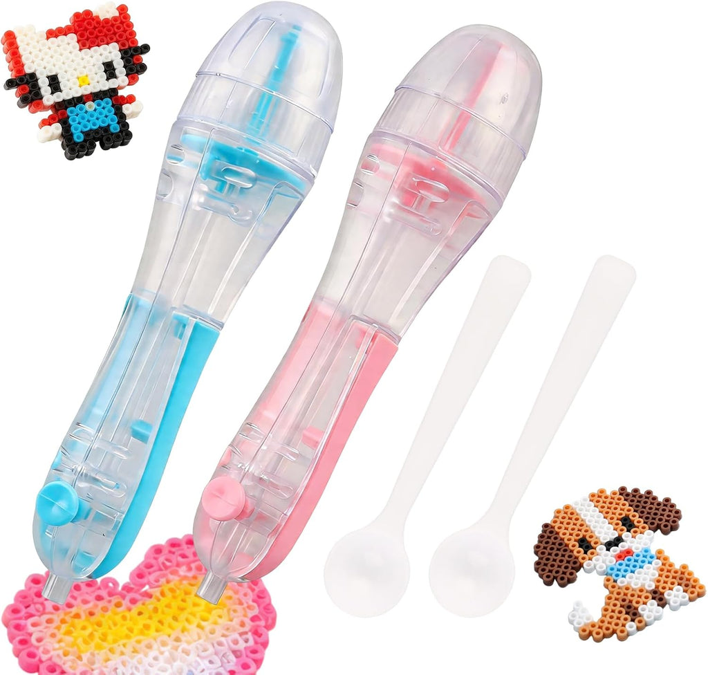 2.6mm Fuse Bead Pen with Automatic Dispenser - 2 Pieces High Capacity & Transparent Fuse Bead Dispenser Perler Bead Tools No Jams for Holiday Home DIY Parent-Child Interaction and Kid's Crafts Boosts