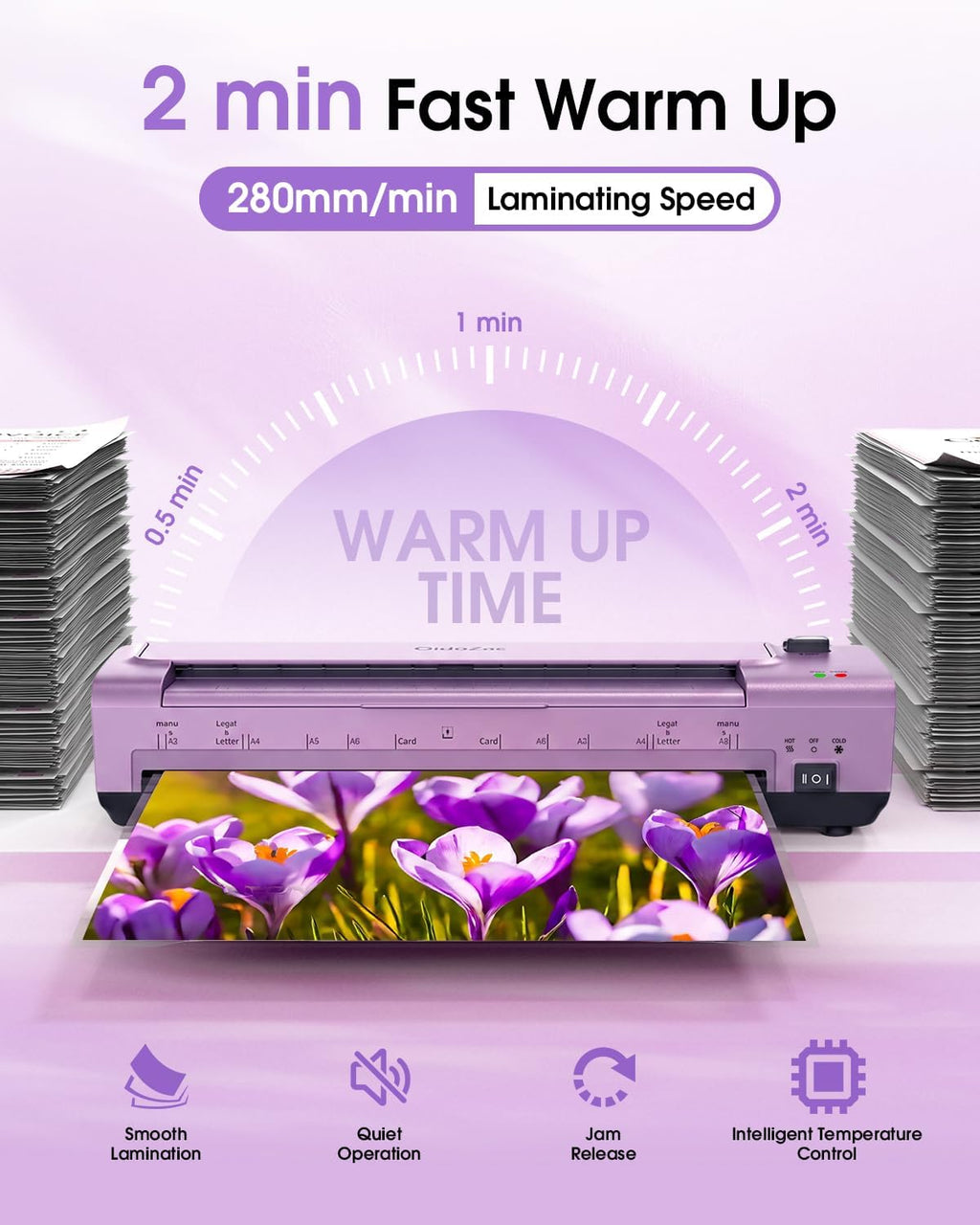 Laminator Machine 13 Inch, Mica Heating Dual Roller for Professional Lamination, 11x17 Personal Laminator with Laminating Pouches for Teachers, Hot & Cold Thermal Laminate for Home, Office