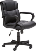 Amazon Basics Office Task Chair with Adjustable Height, 360° Swivel, Padded Armrests, Mid-Back, Rolling, 275 Pound Capacity, 24.2"D x 24"W x 34.8"H, Black Faux Leather